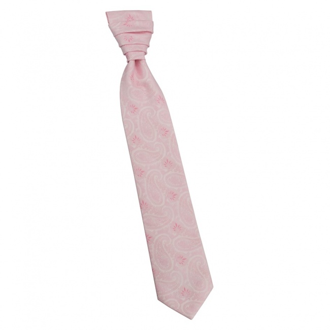 Světle růžová svatební kravata včetně kapesníčku s paisley vzorem - Regata (2)