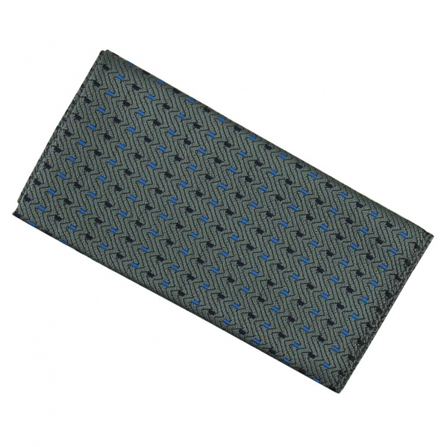 Tmavě šedý pánský kapesníček do saka s šedo modrými proužky