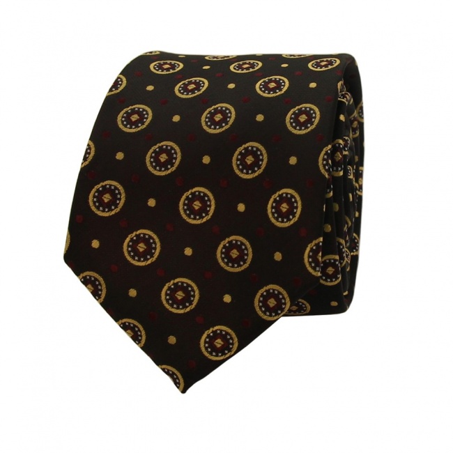 Fialovo černá pánská kravata se zlatými aplikacemi