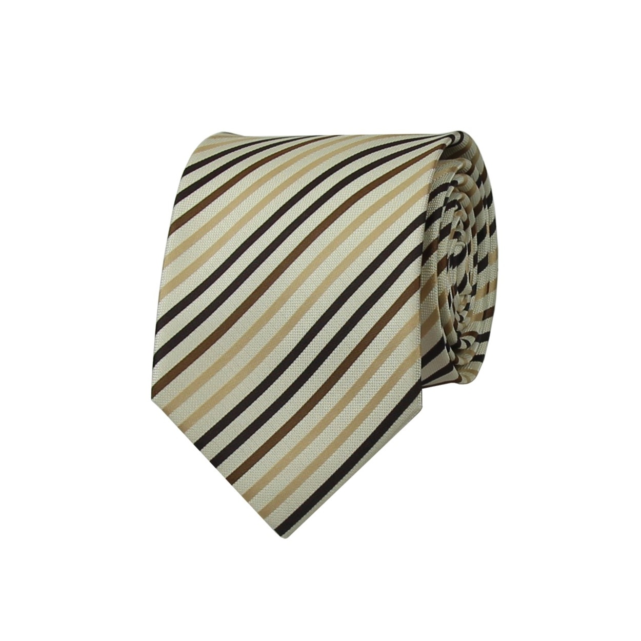 Béžová pánská kravata s hnědými proužky