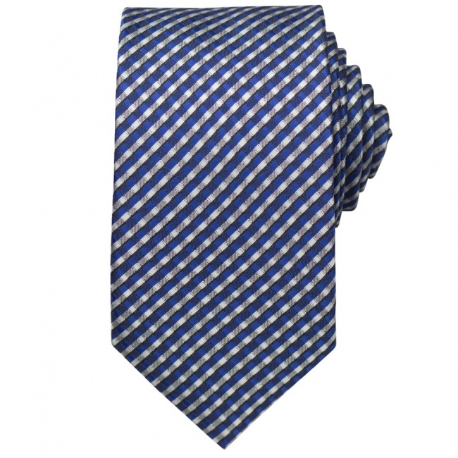 Modro bílá pánská kravata se čtverečky