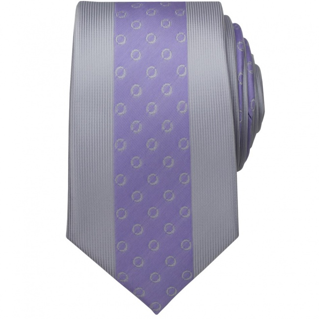 Světle šedo fialová pánská kravata s kroužky