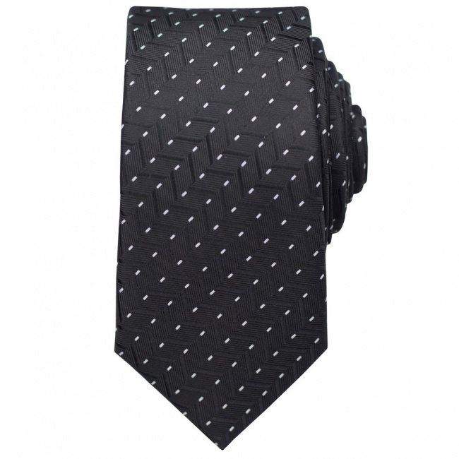 Černá pánská kravata s bílými obdélníčky