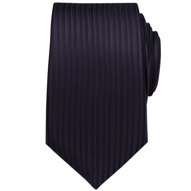 Černá pánská kravata s tmavě fialovými pruhy 
