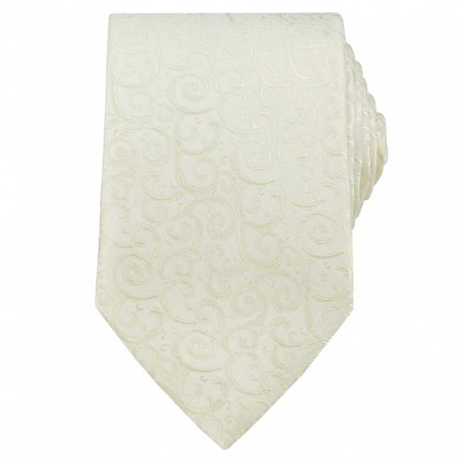 Smetanová pánská kravata s vyšitými ornamenty