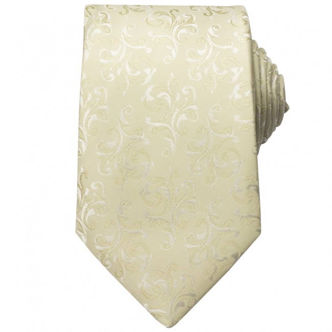 Béžová pánská kravata s vyšitými ornamenty