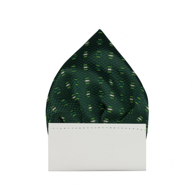 Smaragdově zelený pánský kapesníček do saka se zeleno bílými aplikacemi