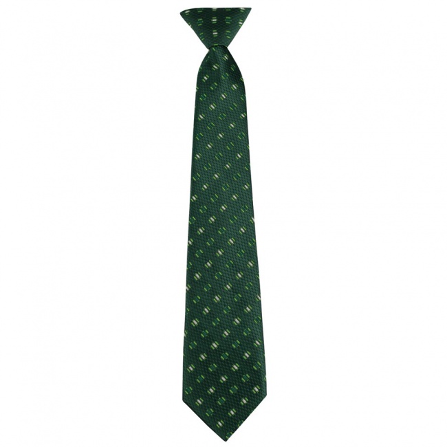 Smaragdově zelená dětská kravata se zeleno bílými aplikacemi