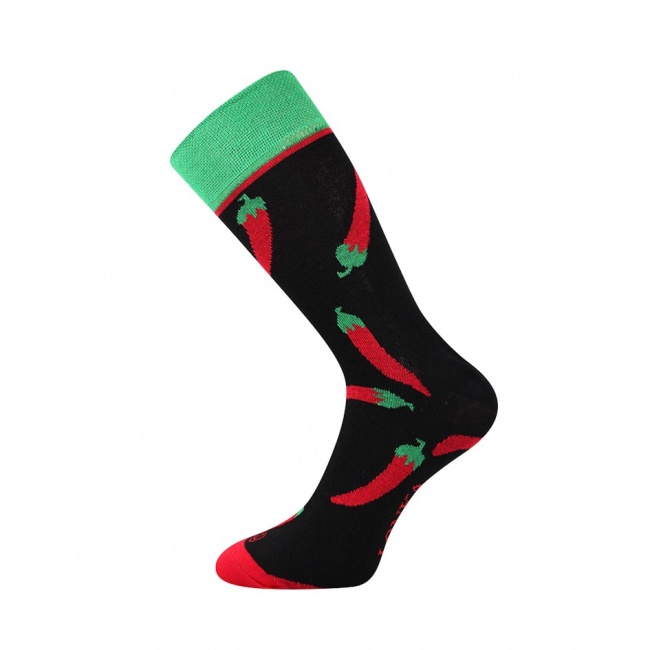 Černé pánské ponožky s červenými papričkami