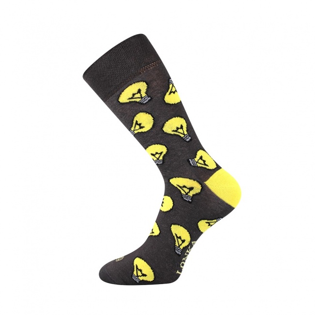 Tmavě šedé pánské ponožky se žlutými žárovkami