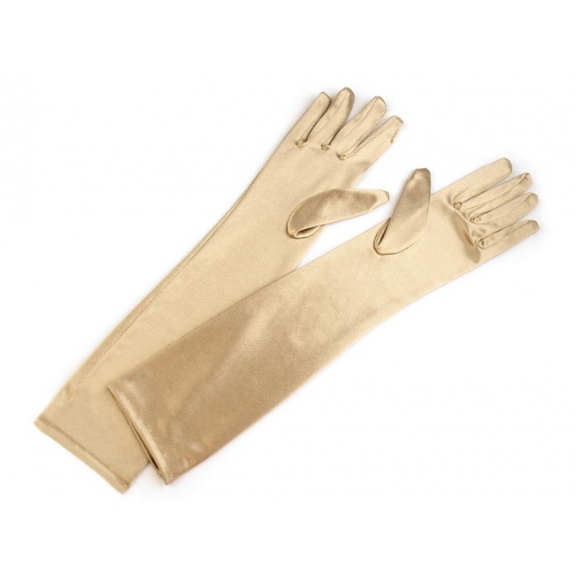 Zlaté saténové společenské rukavičky