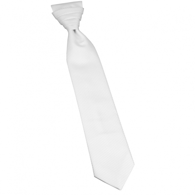 Bílá svatební kravata s vyšítými proužky včetně kapesníčku - Regata (2)