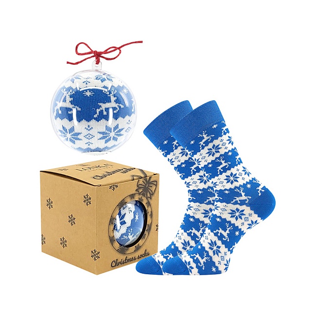 Vánoční modré ponožky v baňce