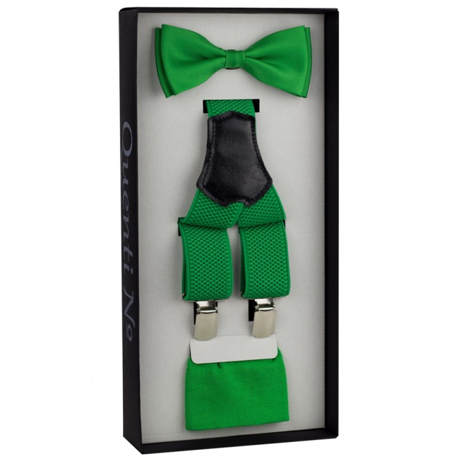 Zelený Luxusní pánský set Šle a motýlek s ponožkami