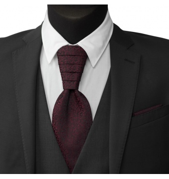 Vínově červená svatební kravata s kapesníčkem - Regata (2)