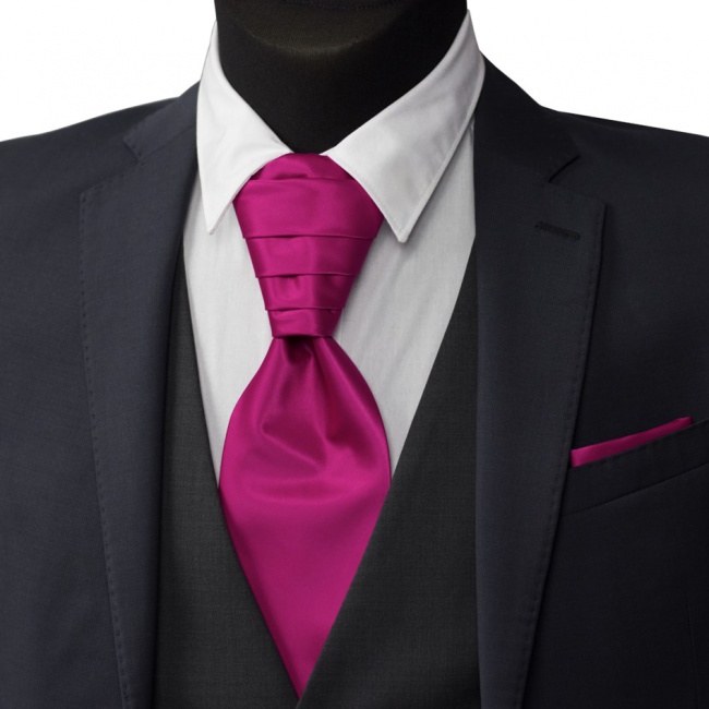 Cyklamově růžová svatební kravata s kapesníčkem - Regata (2)