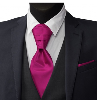 Cyklamově růžová svatební kravata s kapesníčkem - Regata (2)