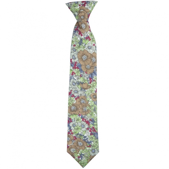 Bavlněná dětská kravata s šedo hnědými květy