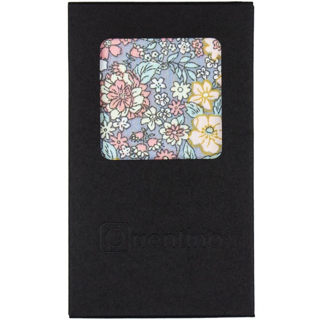 Šedomodrý pánský kapesníček  s barevnými květy v krabičce