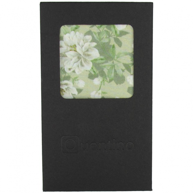 Zelený šalvěj pánský bavlněný kapesníček s květy v krabičce