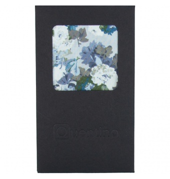 Modrý pánský bavlněný kapesníček s květy v krabičce