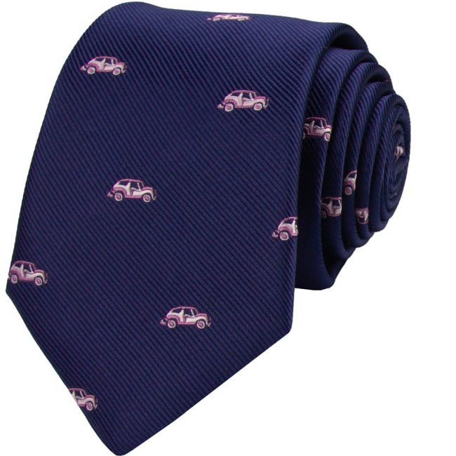 Tmavě modrá pánská kravata Autíčka