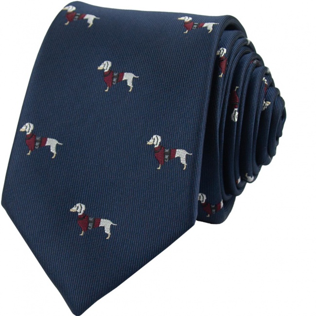 Tmavě modrá pánská kravata s pejskama