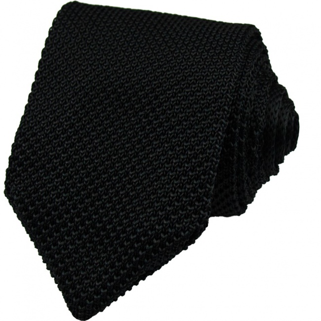 Černá pletená pánská kravata 