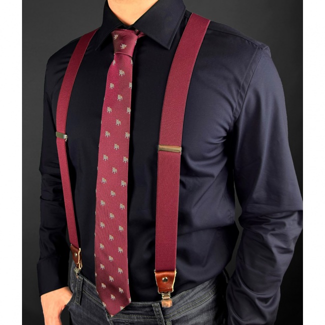 Bordó pánská kravata BULDOČCI