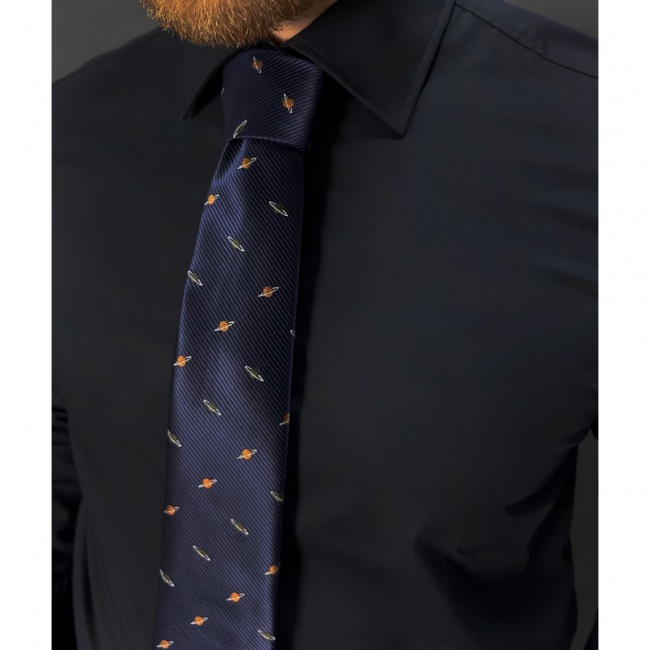 Tmavě modrá pánská kravata PLANETY