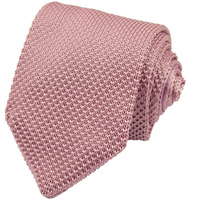 Starorůžová pletená pánská kravata 