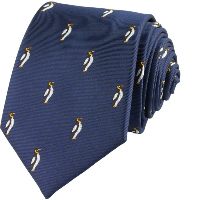 Tmavě modrá pánská kravata Tučňáci