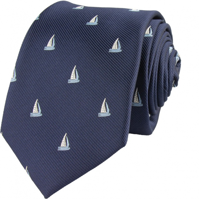 Tmavě modrá pánská kravata Plachetnice