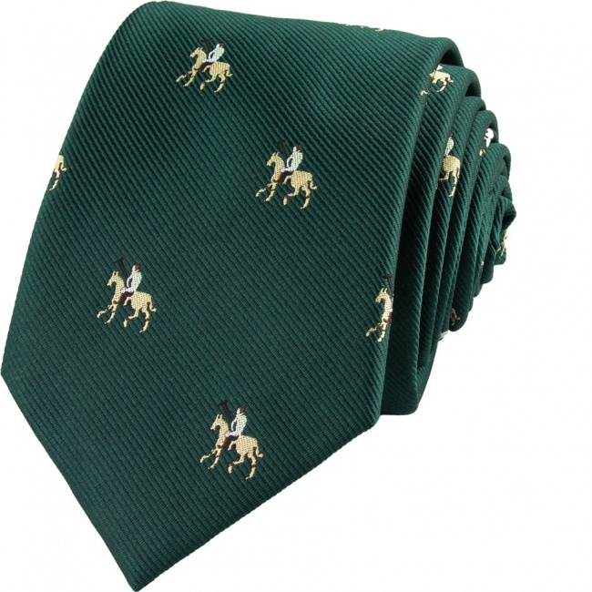 Smaragdově zelená pánská kravata Koně