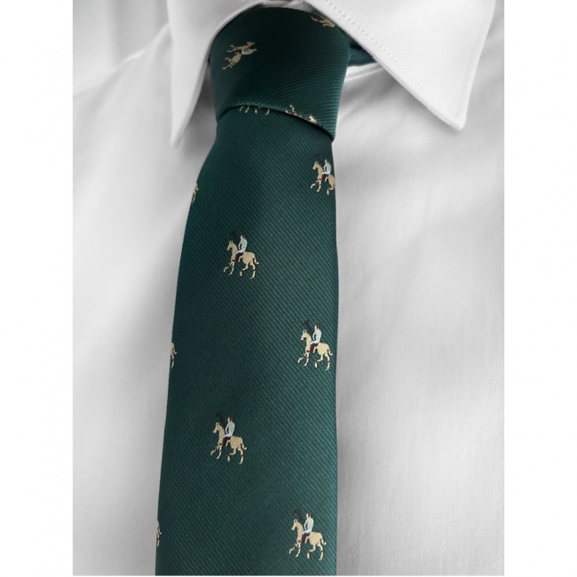 Smaragdově zelená pánská kravata Koně
