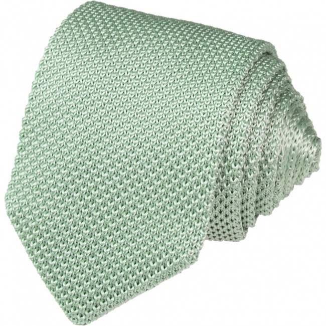 Šalvějově zelená pletená pánská kravata 