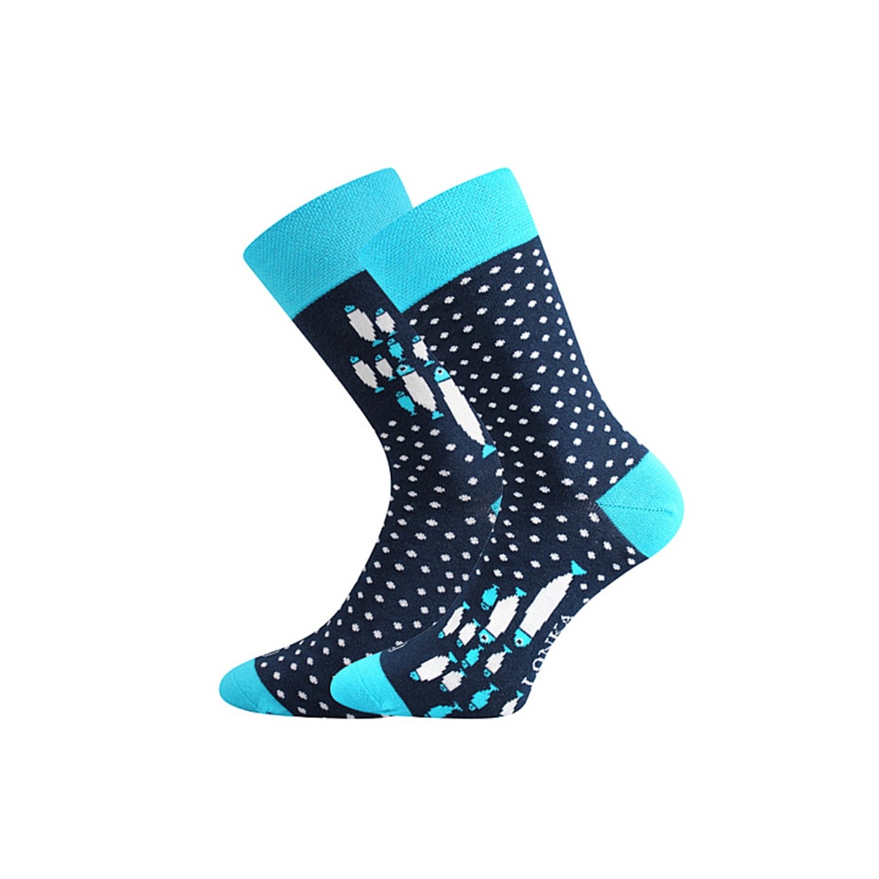 Tmavě modro tyrkysové pánské ponožky s RYBAMI
