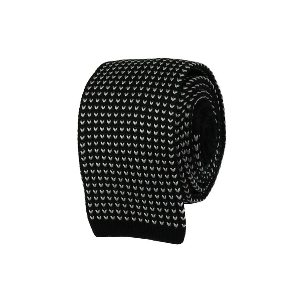 Černá pletená kravata s bílým vzorem
