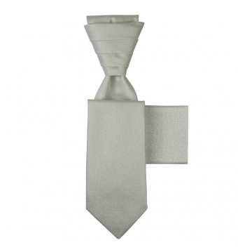 Bílo stříbrná svatební kravata s kapesníčkem - Regata