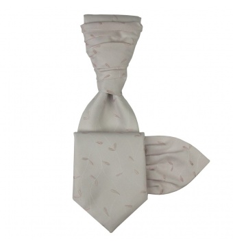 Světle růžová svatební kravata s kapesníčkem - Regata s vyšivanými lístečky 