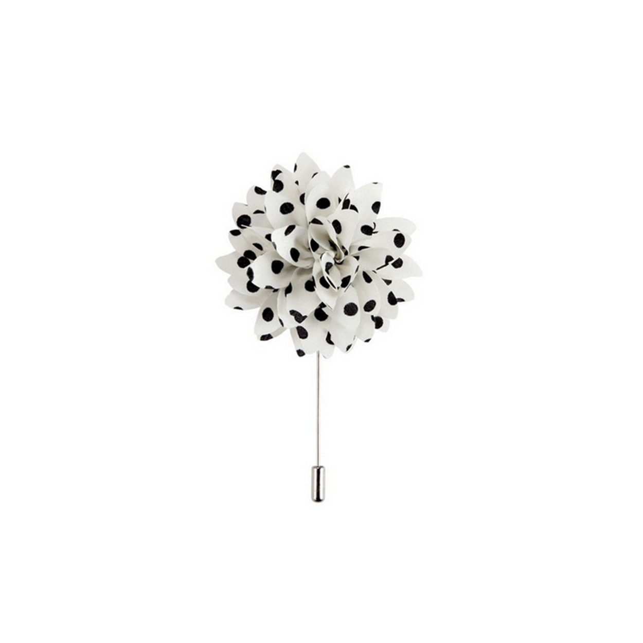 Bílá květina s černými puntíky do klopy