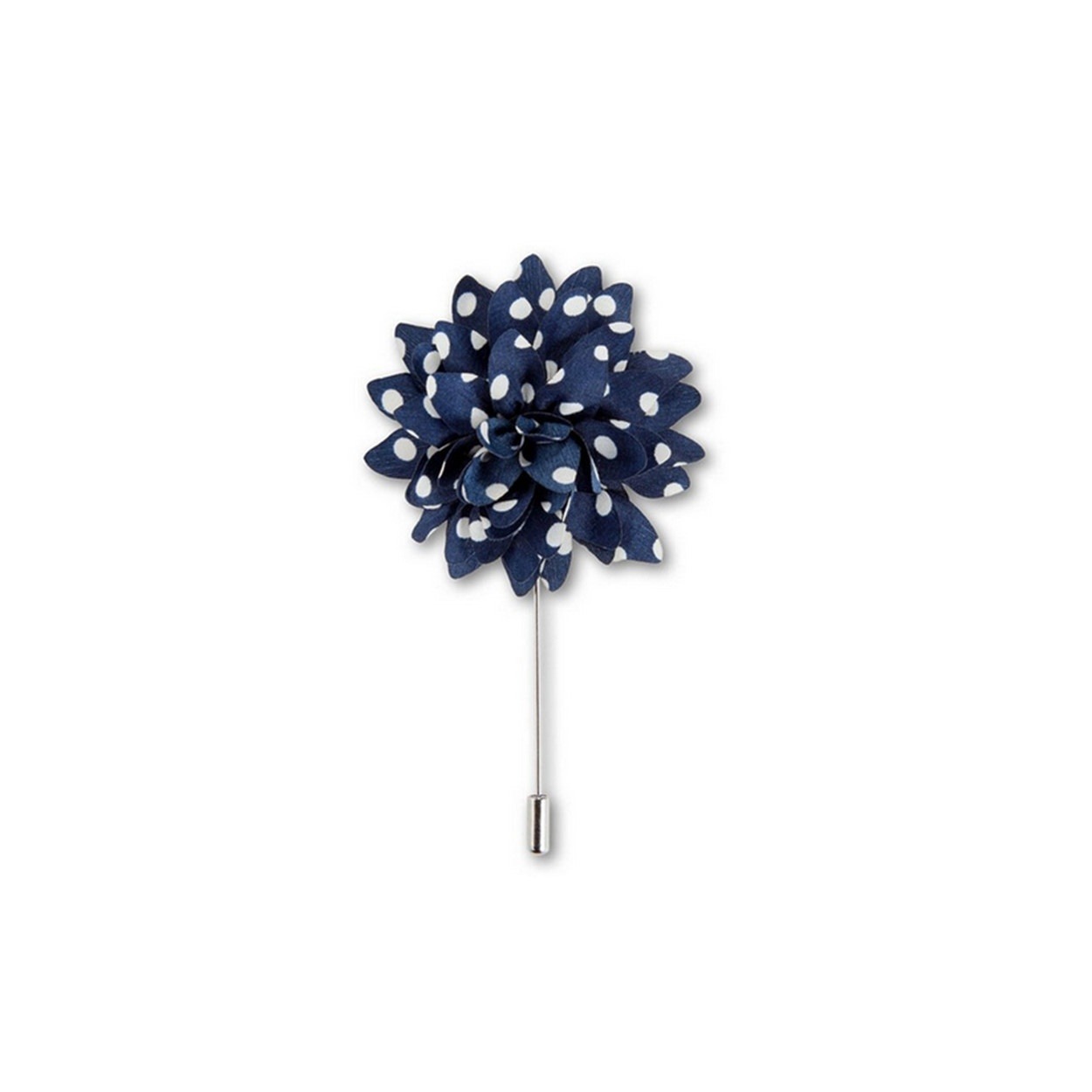 Tmavě modrá květina s bílými puntíky do klopy